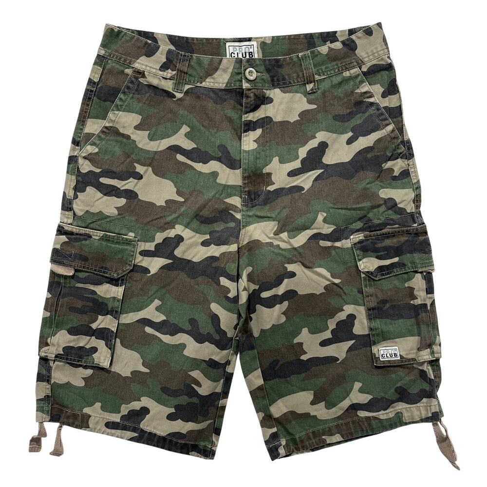 Pro Club Shorts 36 Mens Green Camouflage Cargo Relaxed Fit Baggy Outdoor Cotton